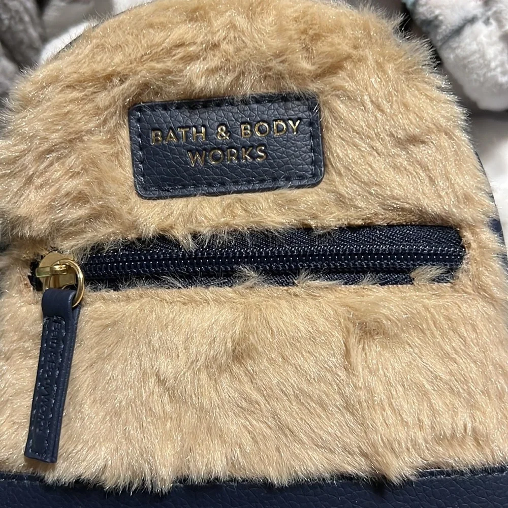 NWT Bath & Body Works FAUX LEATHER & FUR Cosmetic Bag